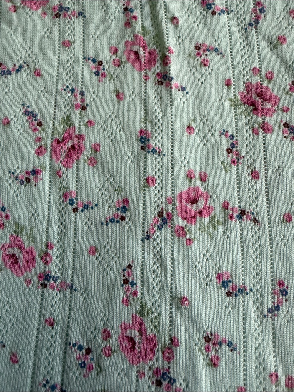 GAP Mint Short Sleeve Scoop Neck Tee with Pink Rose Print - Picture 2 of 5